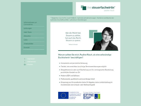 Umsetzung der Homepage und Webhosting für Ihre Steuerfachwirtin Pauline Rösch