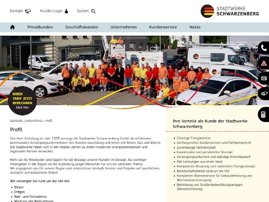 Neue Internetseite für die Stadtwerke Schwarzenberg | Webdesign Schwarzenberg
