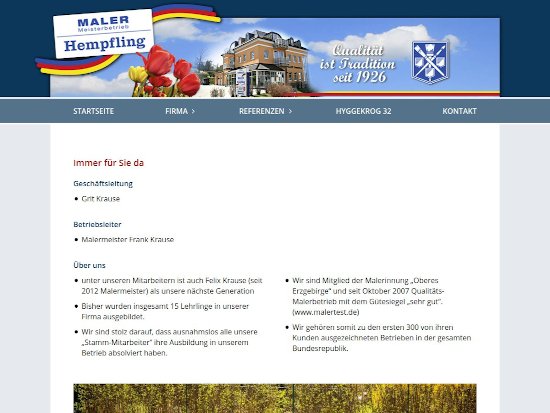 Gestaltung, Programmierung & Webhosting für MALER Hempfling
