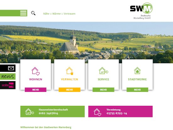 Webdesign & Programmierung für die Stadtwerke Marienberg